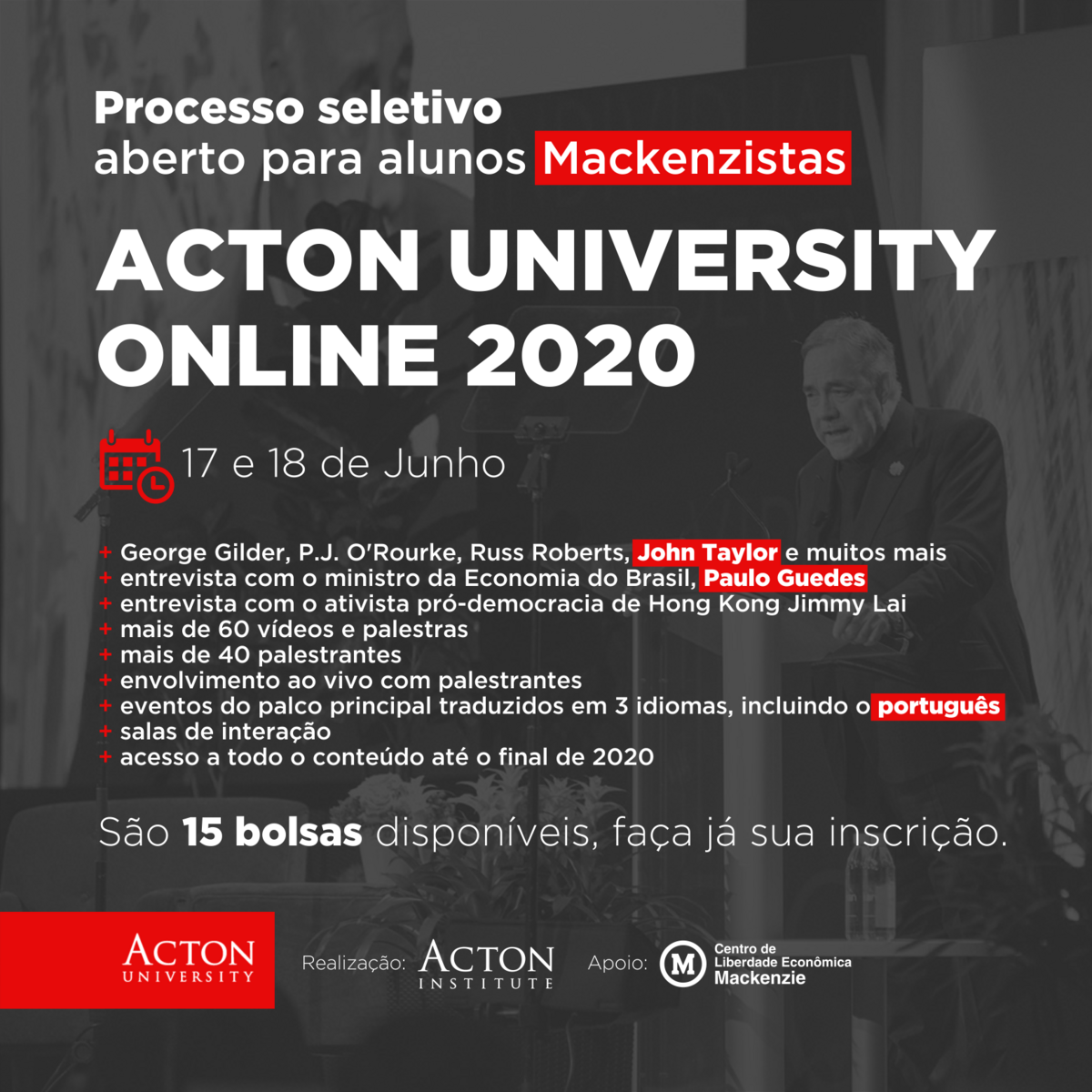 Inscrições Abertas para o Acton University Bolsas de estudo para